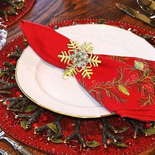 Gold Napkin Rings Set Of 6, Christmas Deer And