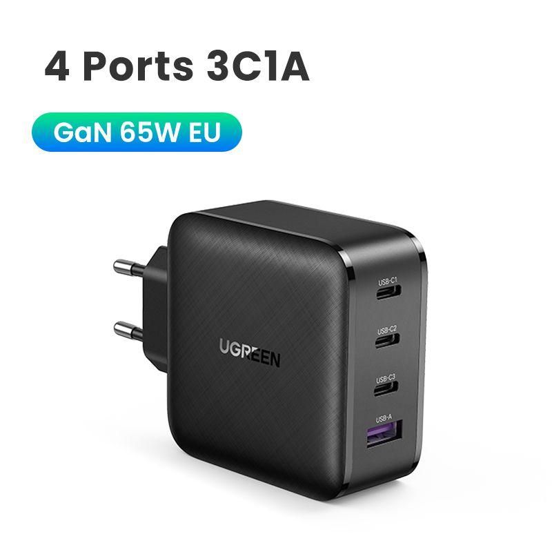 USB Charger GaN Charger 65W USB C Fast Charging with 3 4 USB