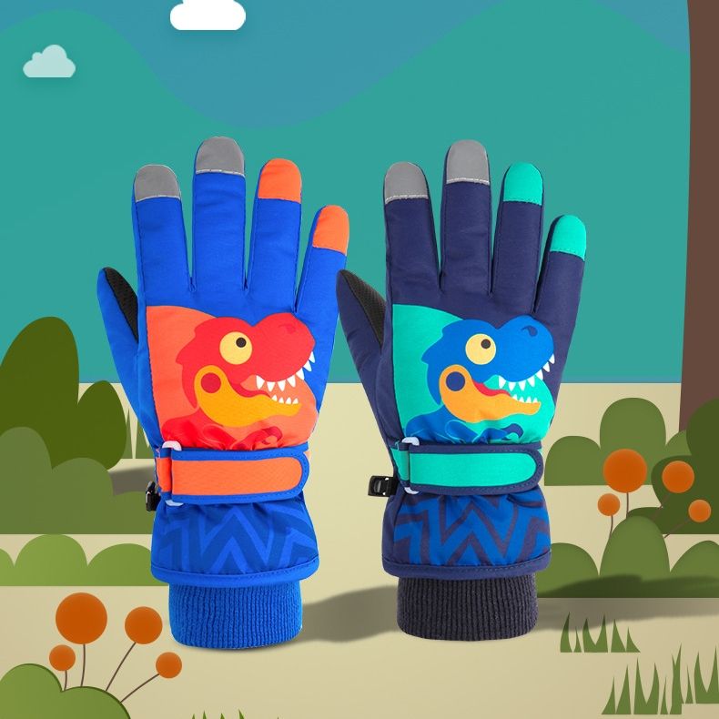 Children Anti-Slip And Waterproof Ski Gloves Gloves For Cycling Sports, Colour: Navy Blue(XS)