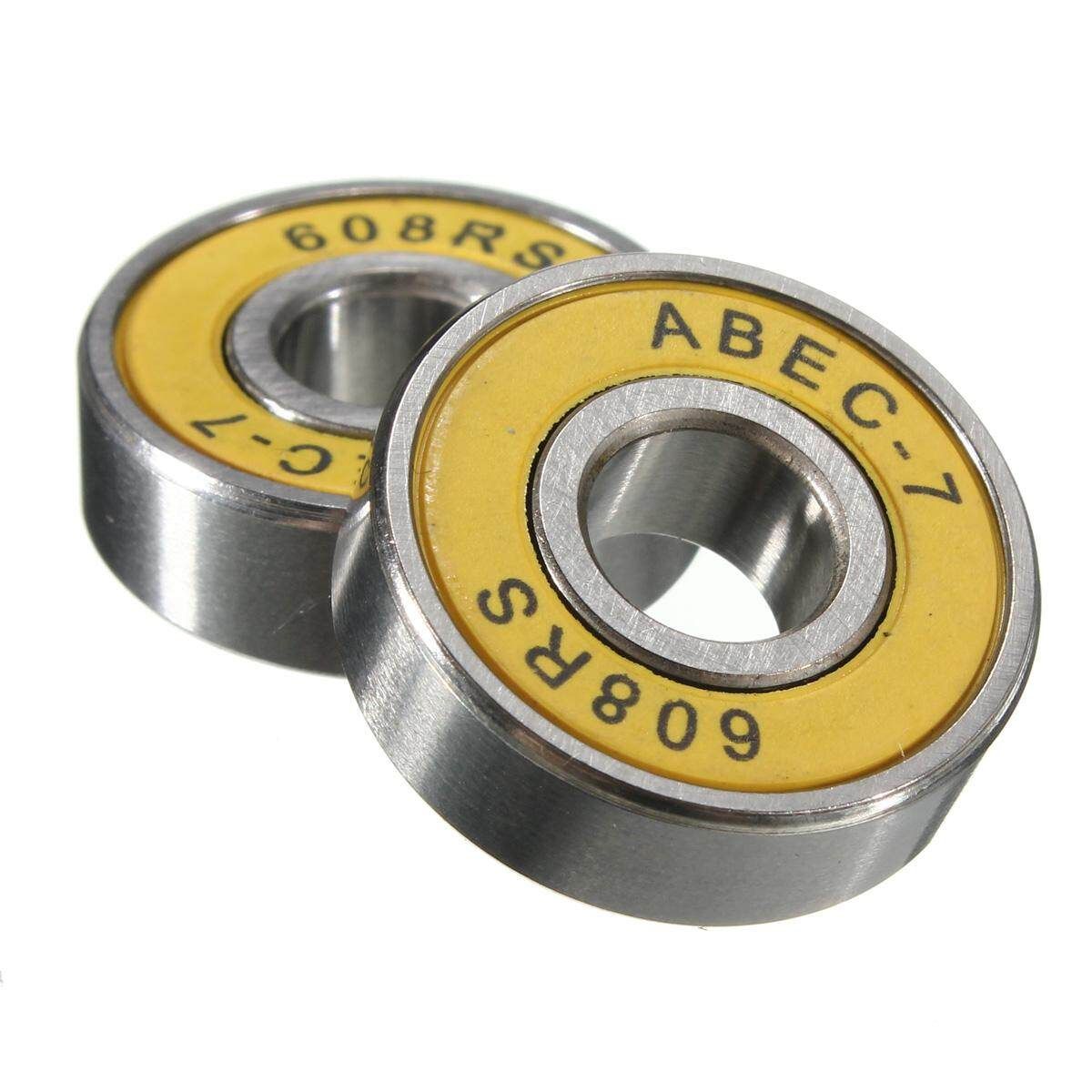 8PCS ABEC 7 Skateboard Longboard Skate Roller Hocker Wheel 608 Bearings+Spacers Yellow