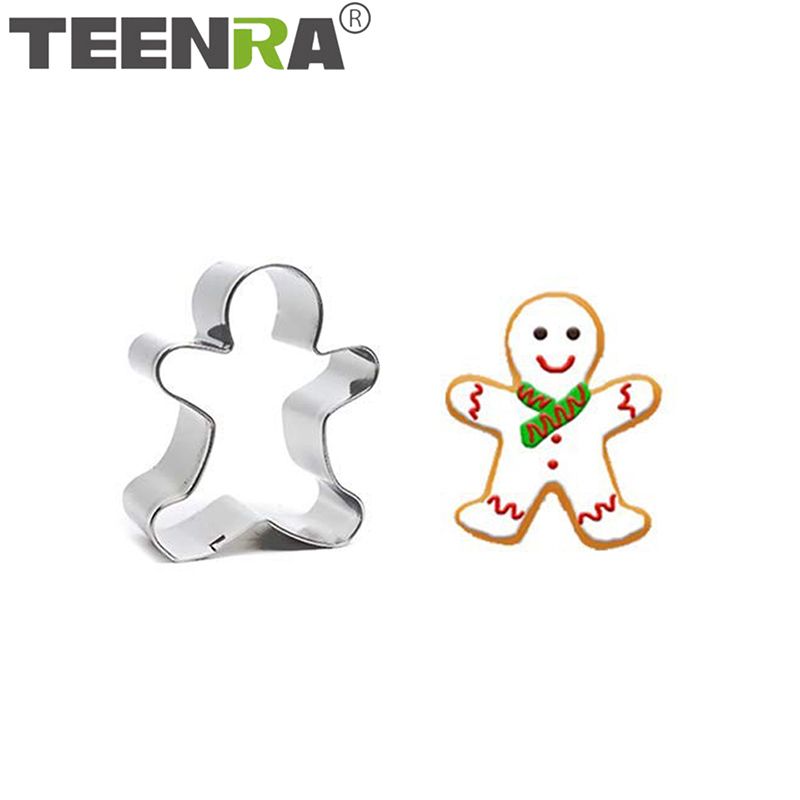 TEENRA Stainless Steel Cookie Cutter Christmas 3D Cake Cookie Mold DIY Christmas Cookie Cutter Set Biscuit Mould Baking Tools