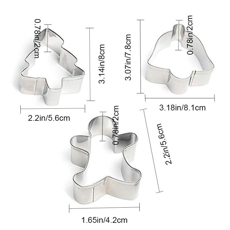 TEENRA Stainless Steel Cookie Cutter Christmas 3D Cake Cookie Mold DIY Christmas Cookie Cutter Set Biscuit Mould Baking Tools