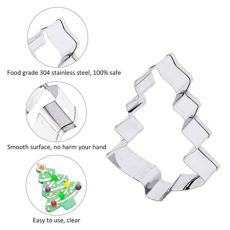 TEENRA Stainless Steel Cookie Cutter Christmas 3D Cake Cookie Mold DIY Christmas Cookie Cutter Set Biscuit Mould Baking Tools