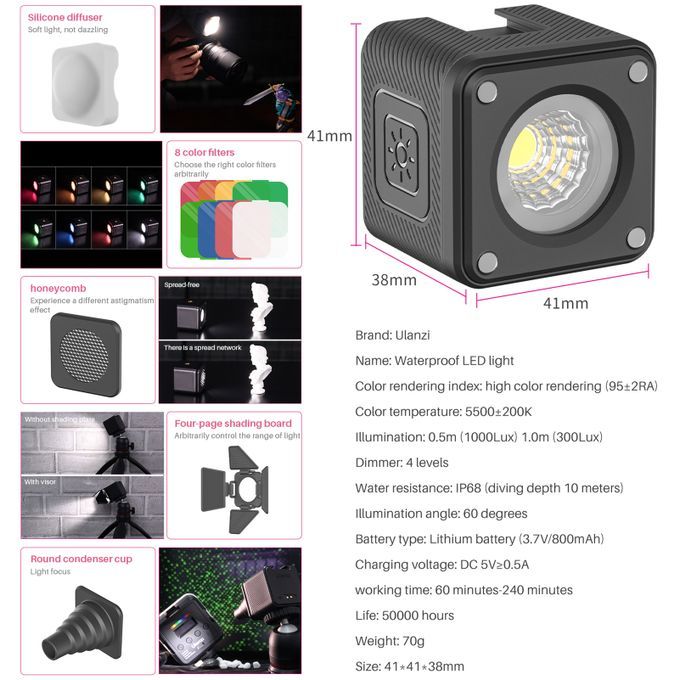 Ulanzi Cute Lite L2 COB Diving Fill Light Mini IP68