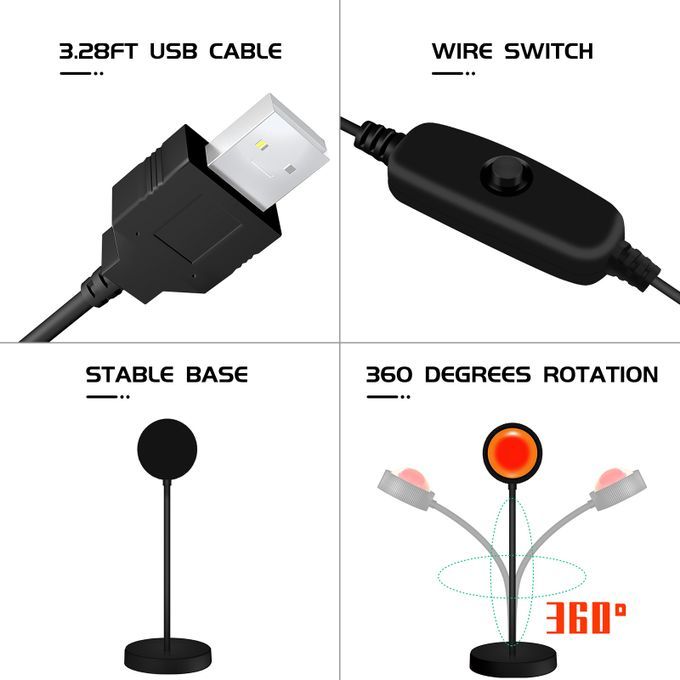 360 Degree Rotation Projector Sunset LED Light