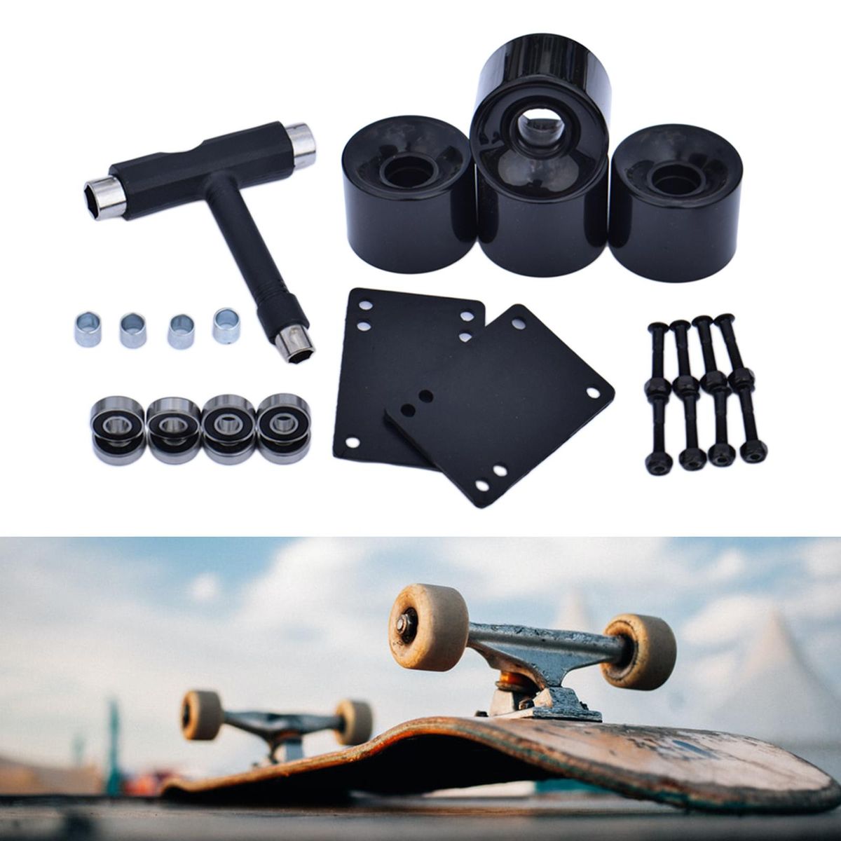 4pcs  60mm Cruiser Skateboard Wheels With Black