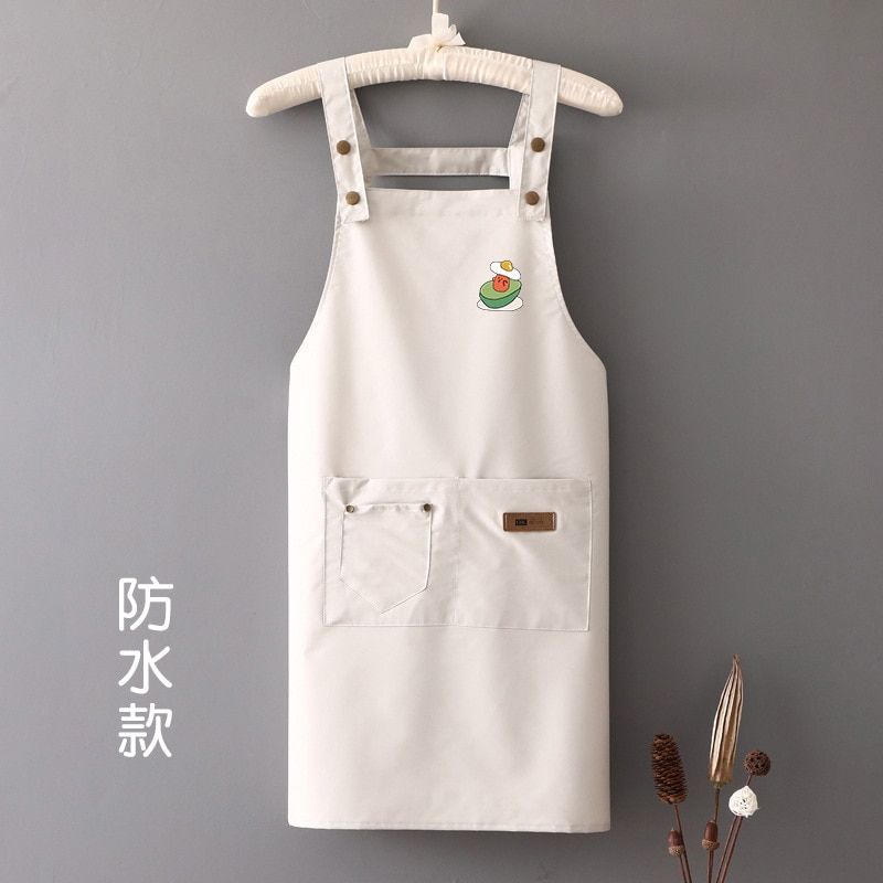 Kitchen Wipeable Waterproof Oil-Proof Uni Work Apron For Men Adjustable Cooking Kitchen Aprons For Woman With Tool Pockets AvocadoGrey