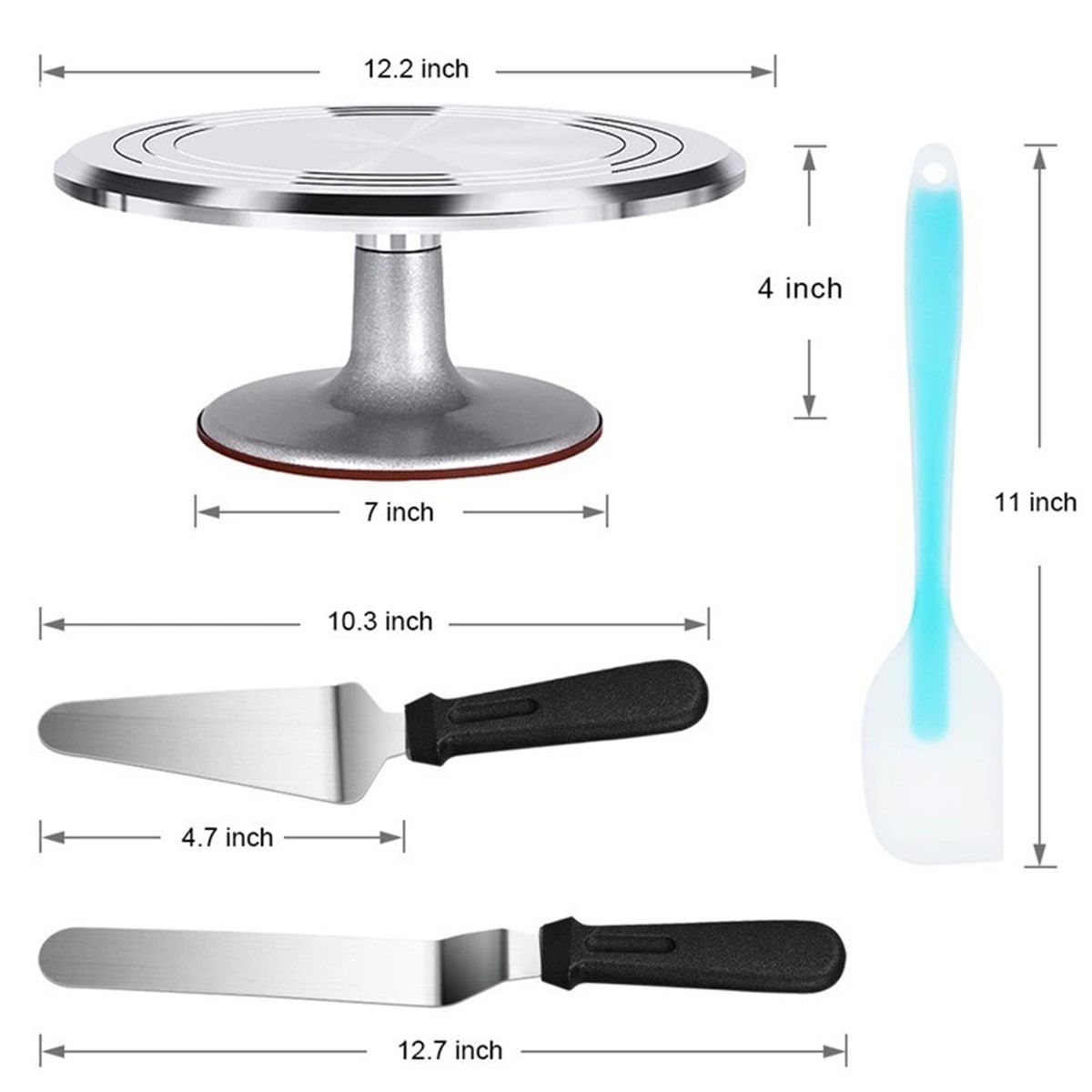 7PCS Rotating Cake Decoration Modeling Tool  12''Aluminium