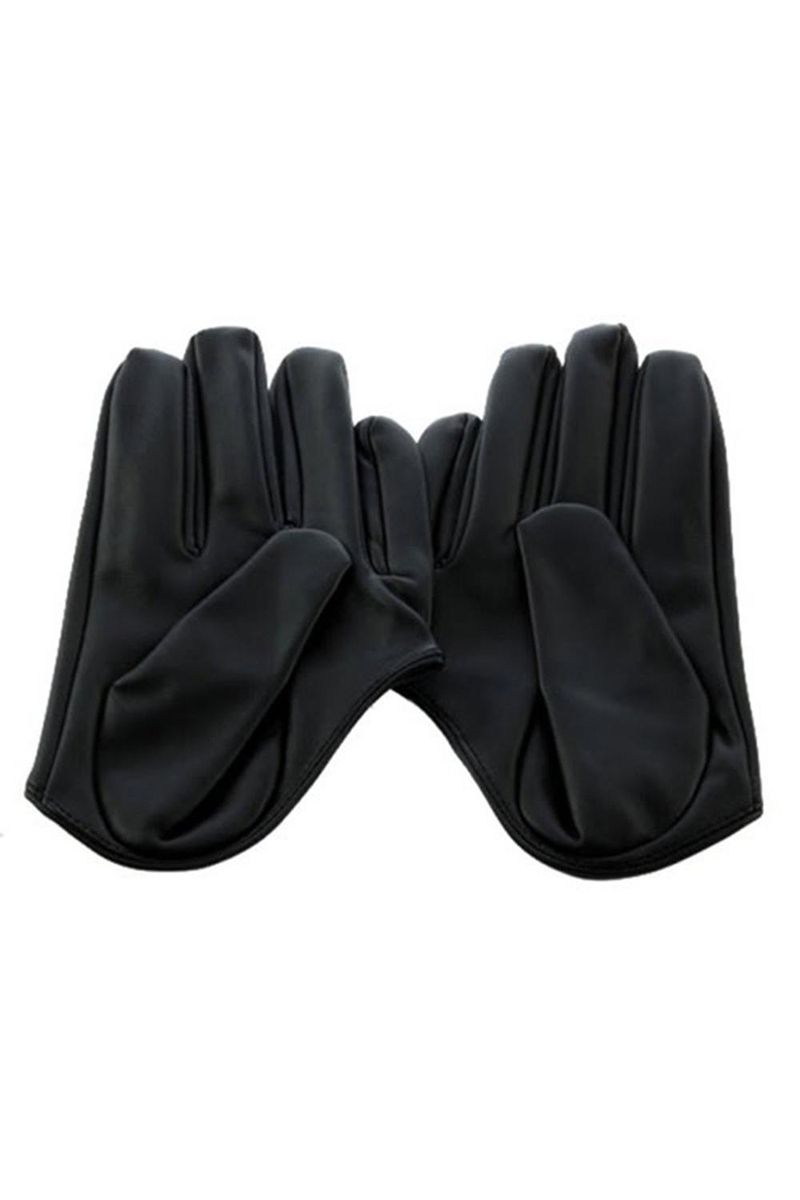 Women's Faux Leather Five Finger Half Palm Gloves