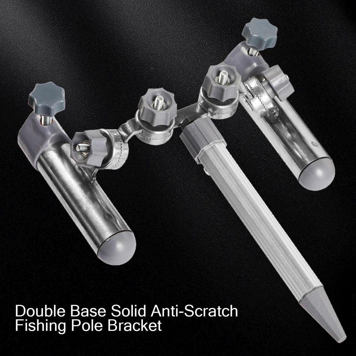 Fishing Pole Rack Fishing Chair Universal Double Base Rod Holder Silver