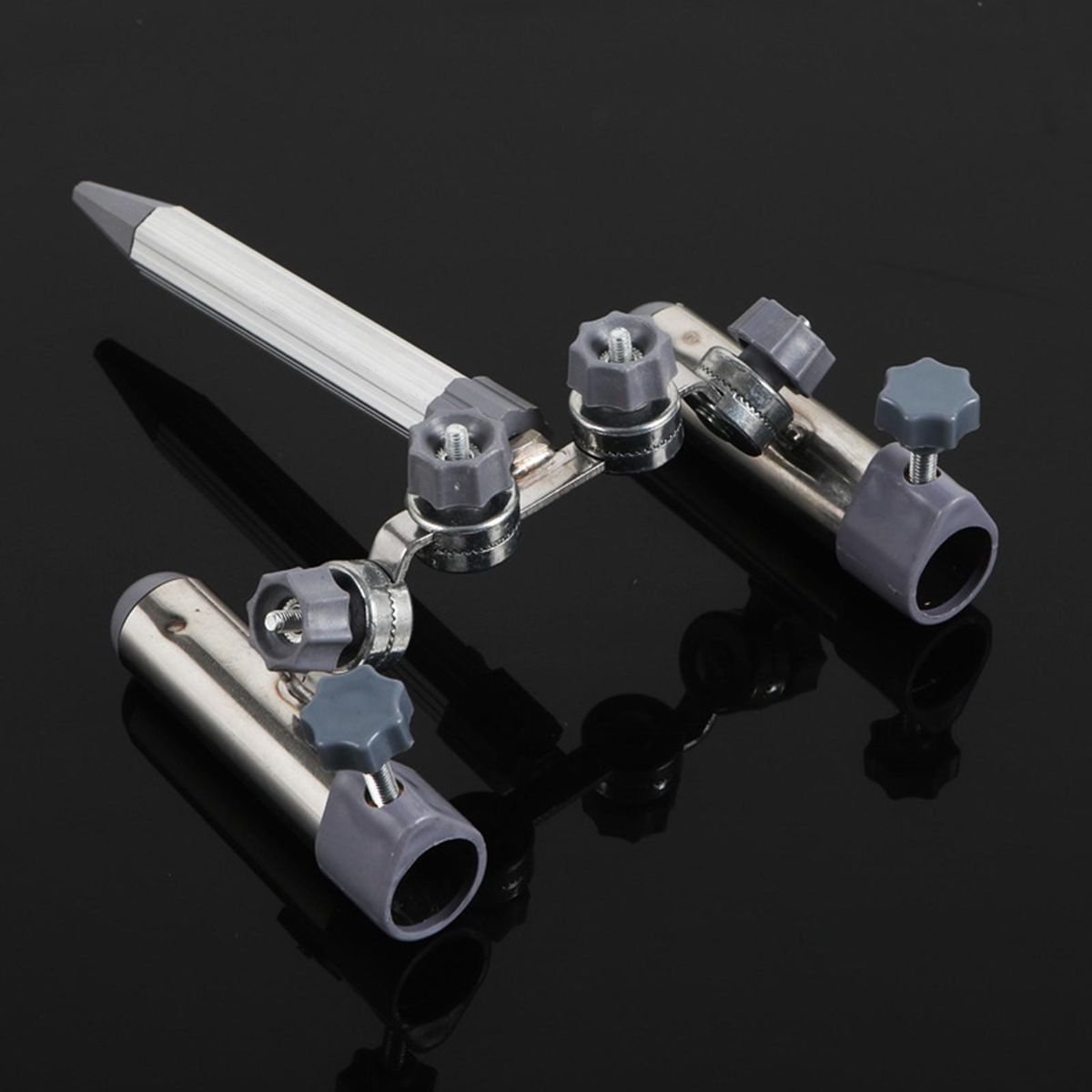 Fishing Pole Rack Fishing Chair Universal Double Base Rod Holder Silver