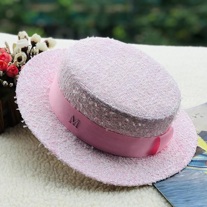 M flat top straw hats female mixed color Beach Hat Lady boater Sun Caps m Panama fedora women's cap