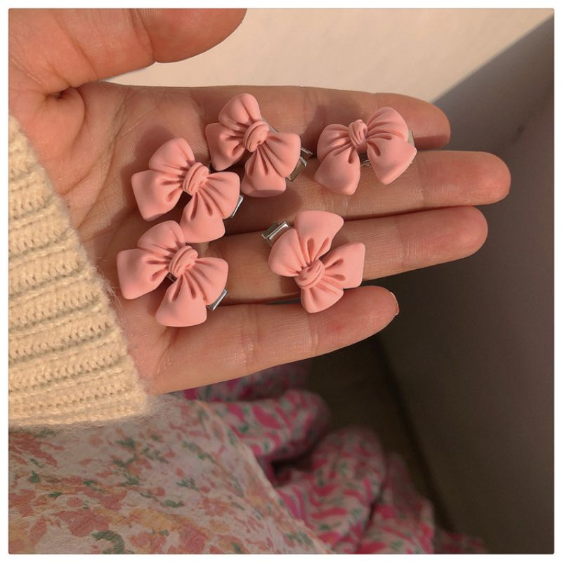 5Pcs New Small Bow Hairpins Cute Peach Rose Headwear Hair Accessories Girl Side Bangs Clip Sweet Hair Clips Headdress Jewelry