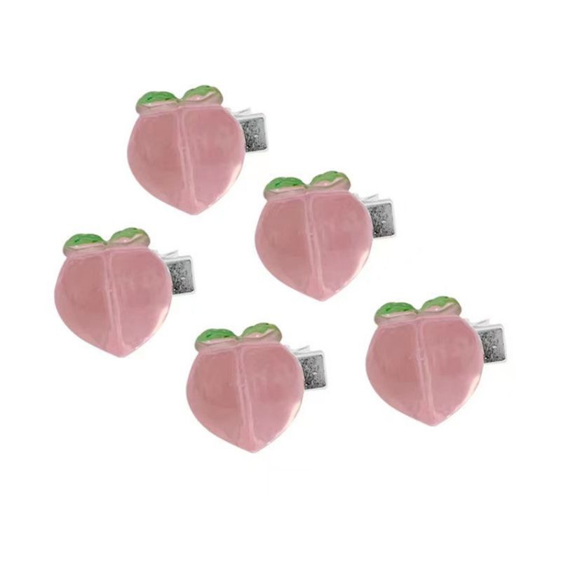 5Pcs New Small Bow Hairpins Cute Peach Rose Headwear Hair Accessories Girl Side Bangs Clip Sweet Hair Clips Headdress Jewelry