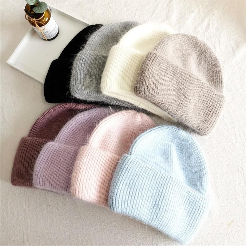 Winter hat real rabbit fur winter hats for women fashion warm beanie hats solid adult cover head cap