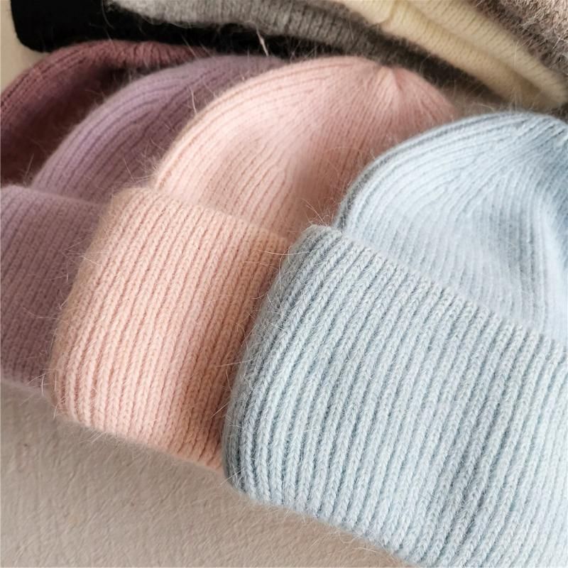 Winter hat real rabbit fur winter hats for women fashion warm beanie hats solid adult cover head cap