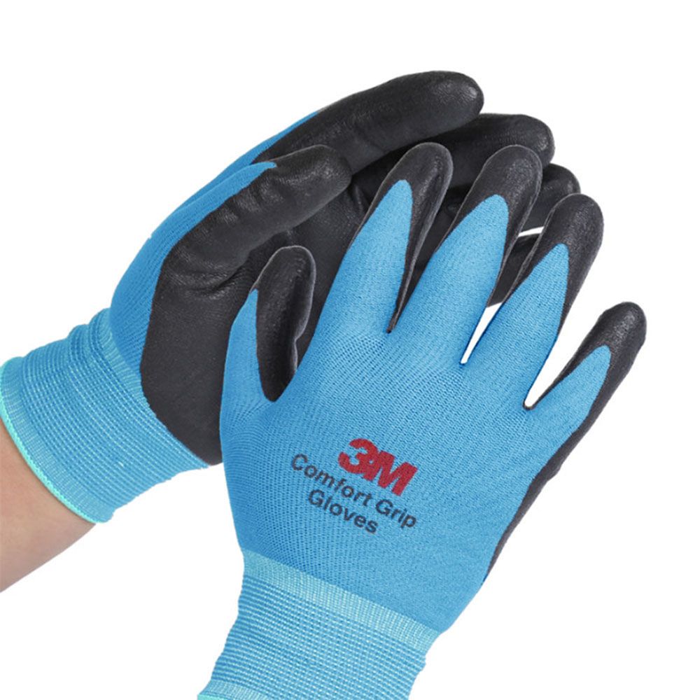 3M 1 Pair Comfort Grip Glove Nitrile Rubber Protective