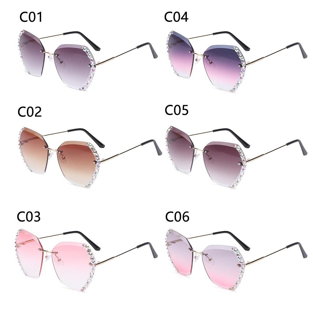 Diamond Square Rimless Sunglasses Retro Oversized Gradient Sun Glasses Unisex Summer Shades UV400 Eyewear Fashion Accessories