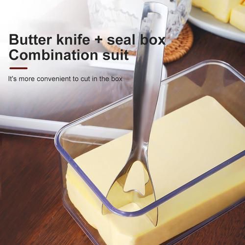 Plastic Butter Dish With Lid Butter Keeper Container Storage Cutter Slicer For Kitchen Storage Decor Refrigerator Storage Cheese
