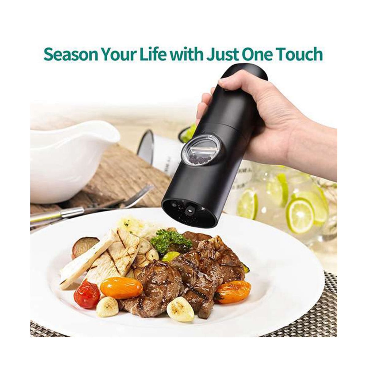 Electric Salt and Pepper Grinder Set - USB Rechargeable Base Refillable Spice Automatic Salt & Pepper Mills Shakers Set