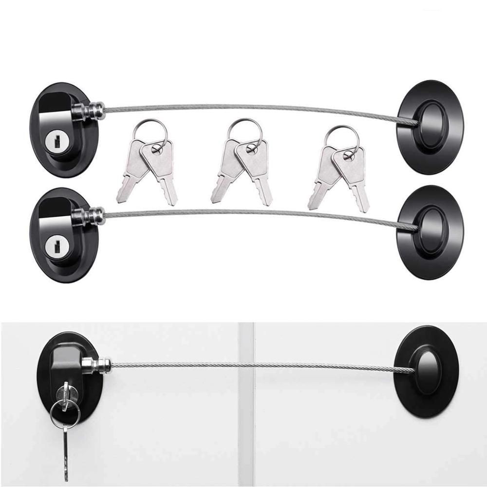 Refrigerator Lock For Children, Mini Fridge Locks For Kids, Freezer Lock, Used In Refrigerator Door, Cabinets Black 1lock 2keys