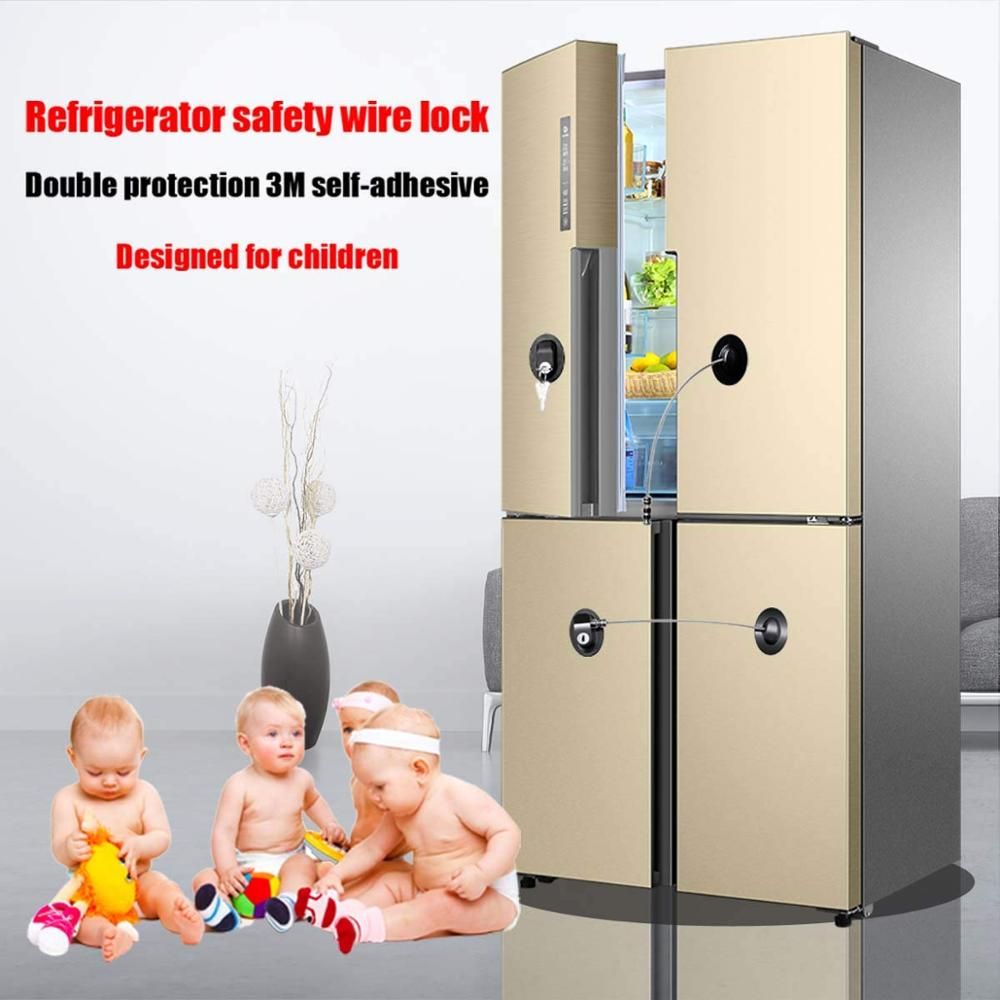 Refrigerator Lock For Children, Mini Fridge Locks For Kids, Freezer Lock, Used In Refrigerator Door, Cabinets Black 1lock 2keys