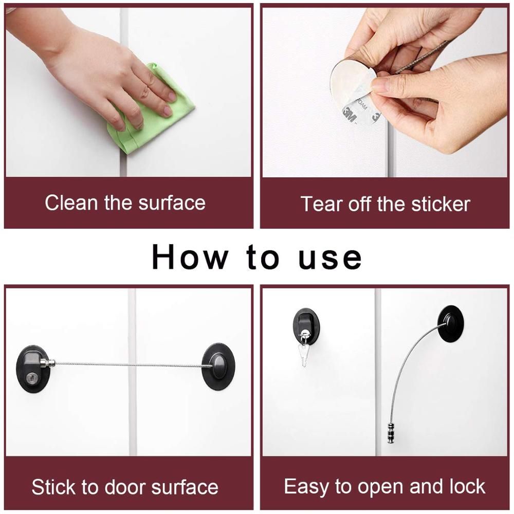 Refrigerator Lock For Children, Mini Fridge Locks For Kids, Freezer Lock, Used In Refrigerator Door, Cabinets Black 1lock 2keys