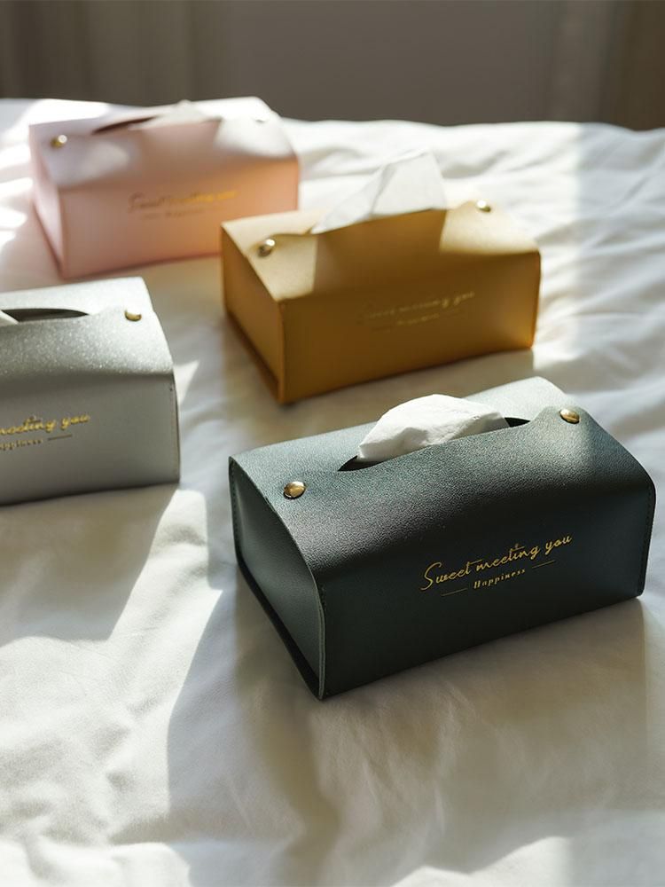 Pvc Leather Tissue Holder Household Tissue Storage Box Tissue Box Living Room Decoration Bedroom Kitchen Office Whole