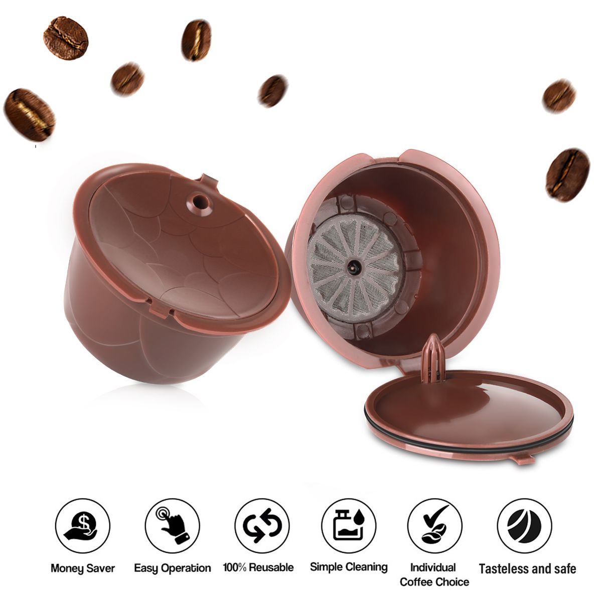 3PCS Reusable Coffee Pods Refillable Coffee Capsules
