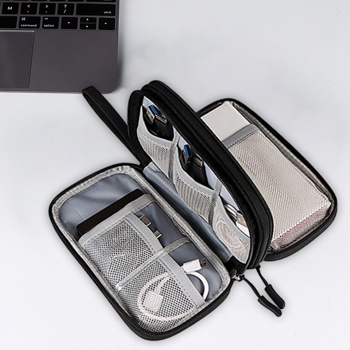 Travel Cable Organizer Carry Bag Electronics Black