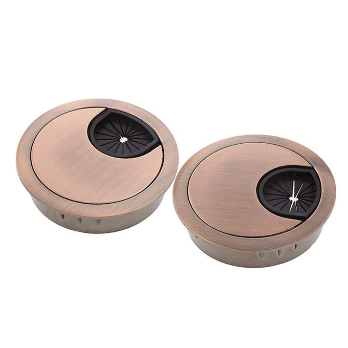 2 Pack Metal Cable Grommet, Zinc Alloy Desk Table Grommet Cable Copper