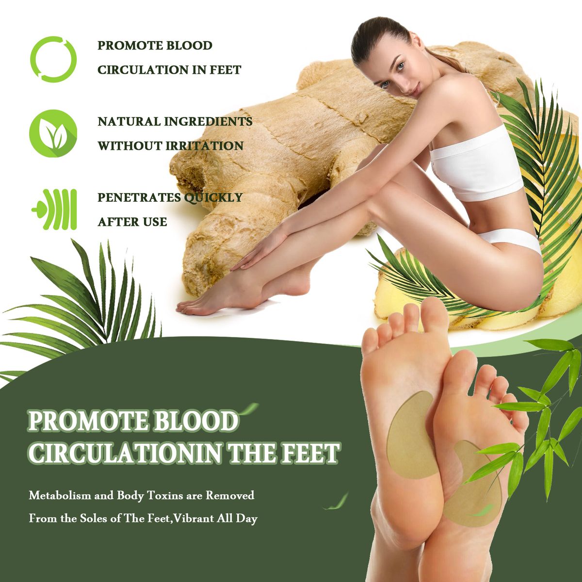 12Pcs Ginger Slimming Detox Foot Patch Improve Sleep Quality