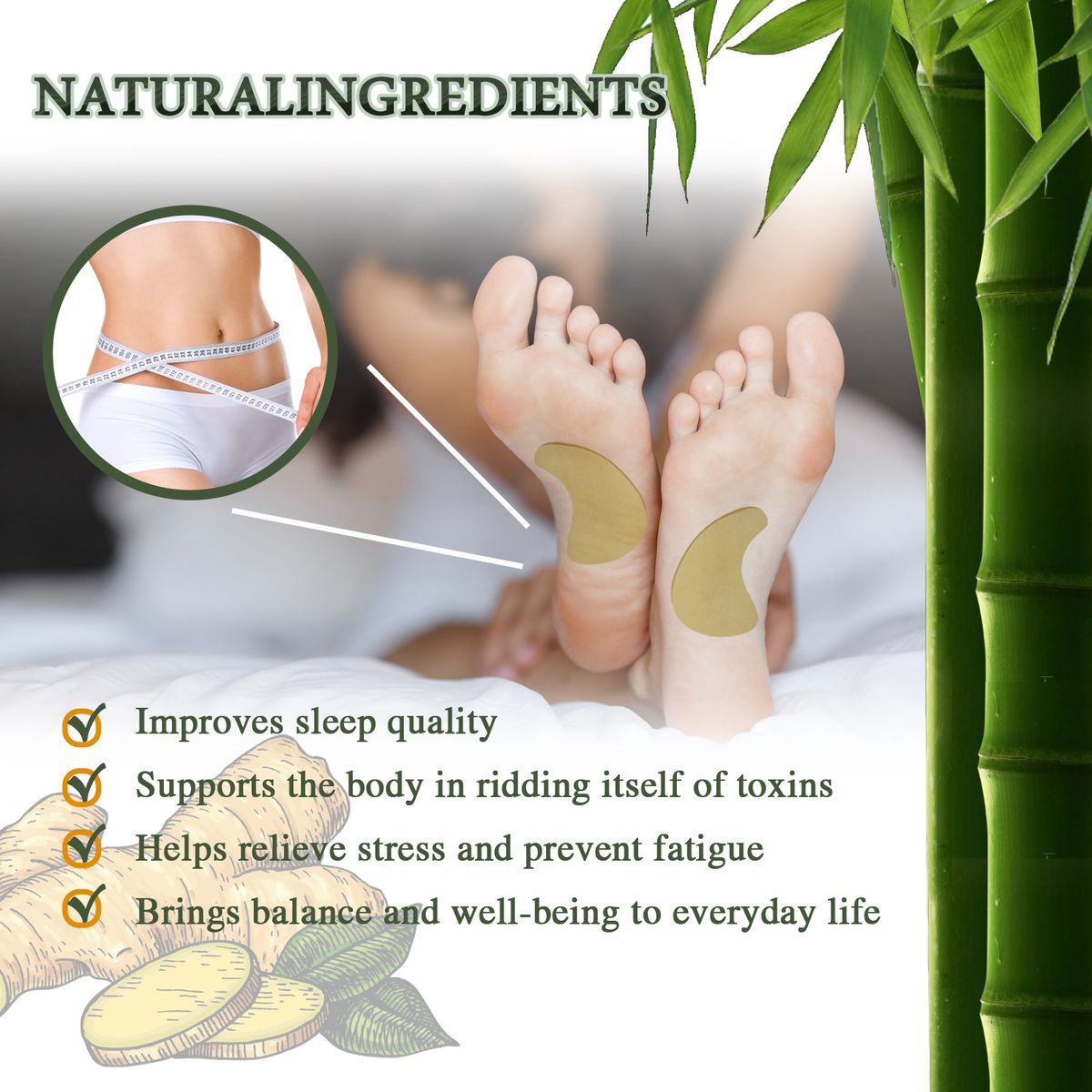 12Pcs Ginger Slimming Detox Foot Patch Improve Sleep Quality