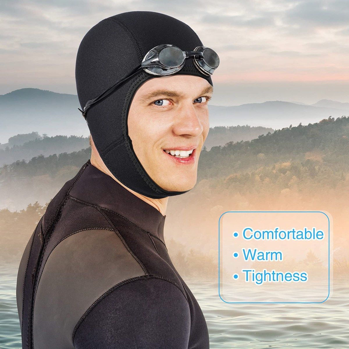 Wetsuit Hood Cap Scuba Diving Cap With Chin Straps Surf 2.5