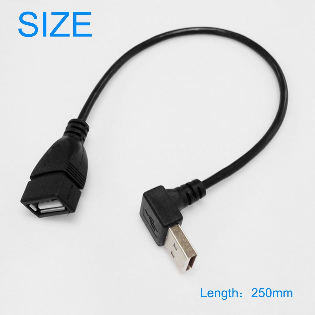 USB2.0 male to female extension cable 25CM 90 degree elbow
