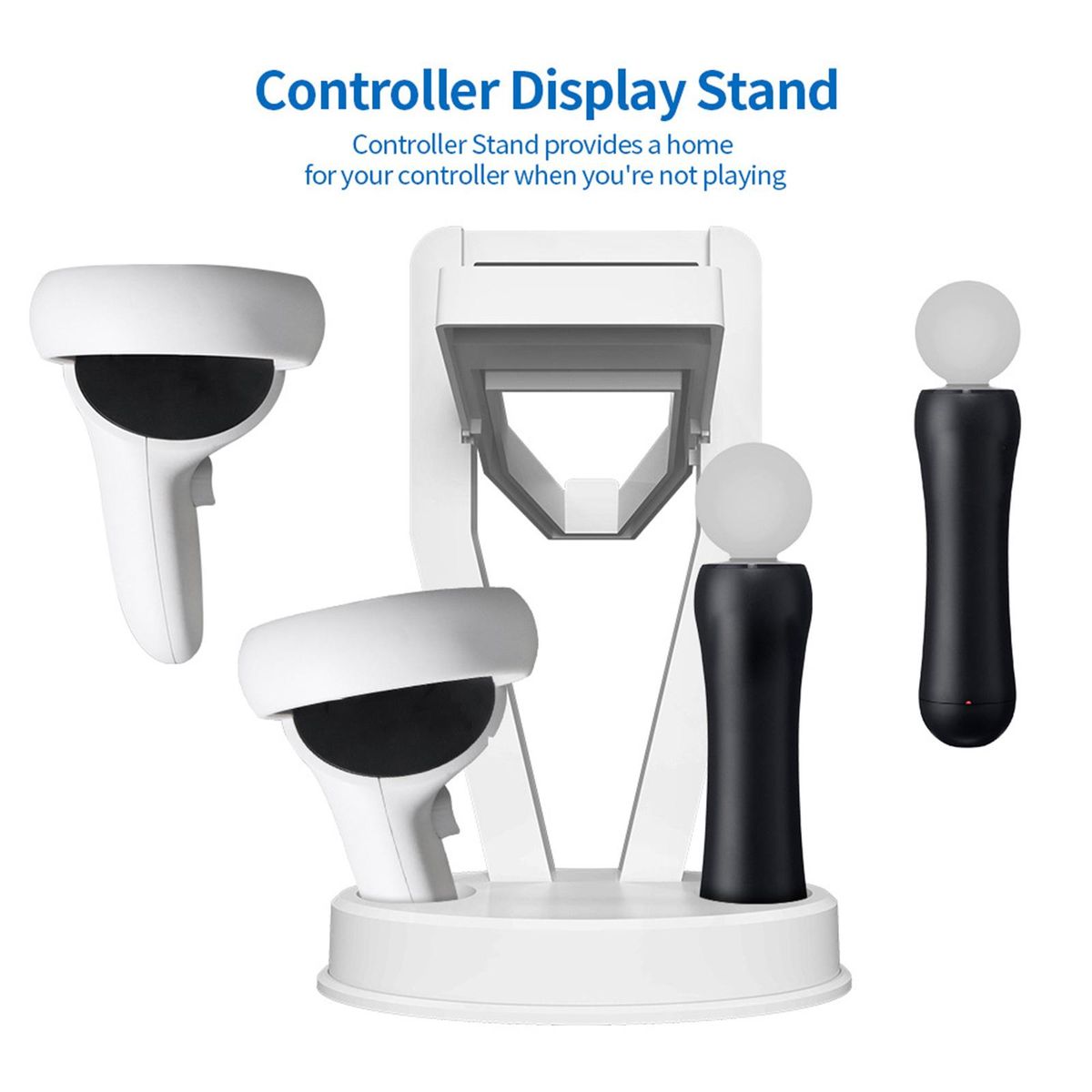 VR Headset Display Stand Space Saving Stable Accessories Gamepad White