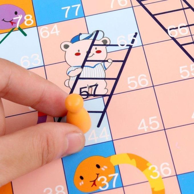 2 In 1 Double-Faced Wooden Flying Ludo Snake Ladder Game-