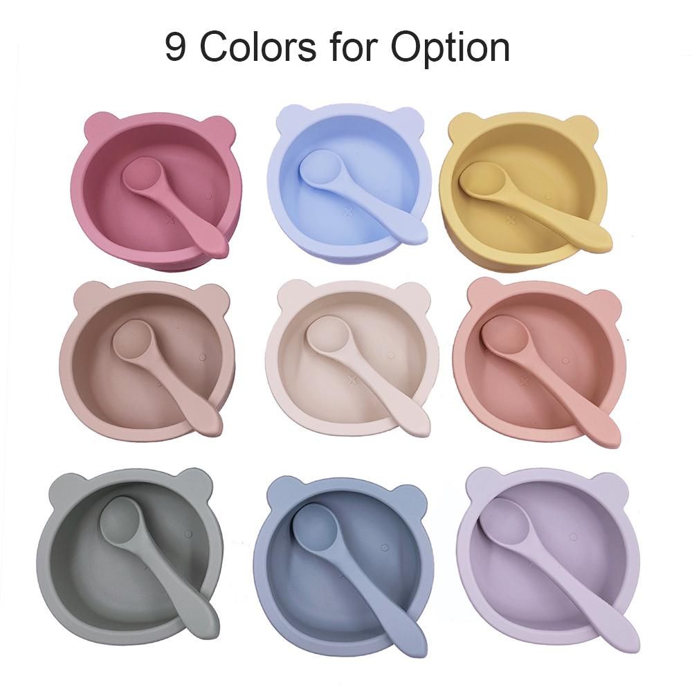 Silicone Suction Bowl for Babies Toddlers Self Feeding Baby Bowl with Spoon BPA Free Dishwasher & Microwave Safe