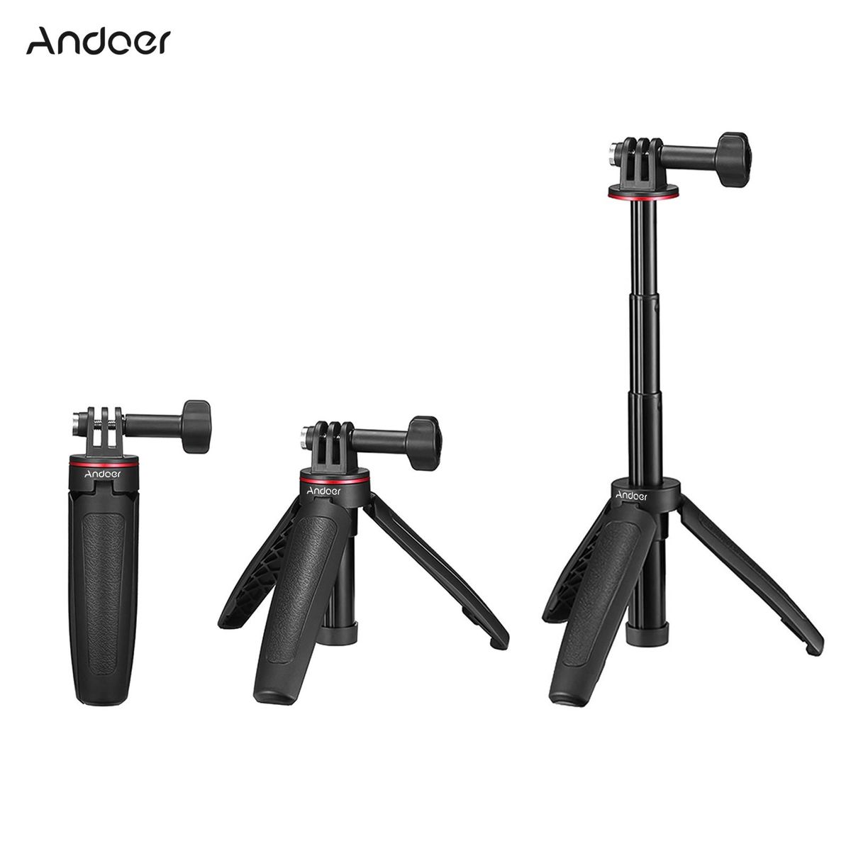 Andoer MT-09 Mini Extendable Desktop Tripod Handheld Action Camera Vlog Selfie Stick Bracket Replacement for GoPro Hero 11/109/8/7/6/5