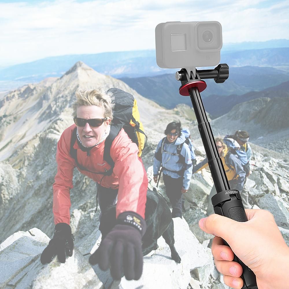 Andoer MT-09 Mini Extendable Desktop Tripod Handheld Action Camera Vlog Selfie Stick Bracket Replacement for GoPro Hero 11/109/8/7/6/5