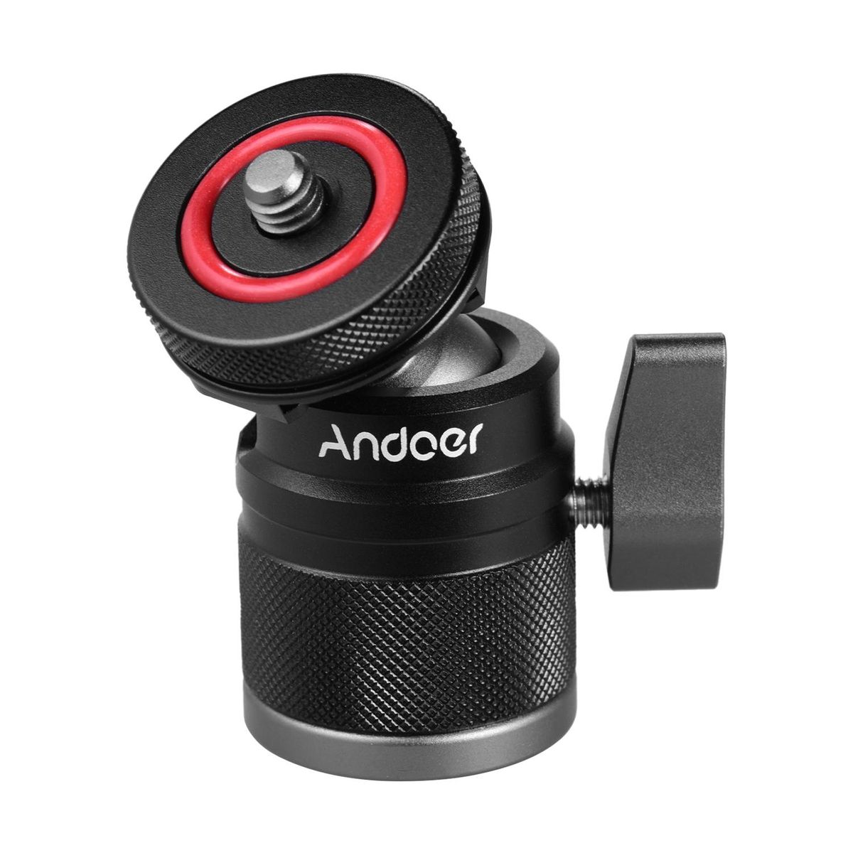 Andoer 2 in 1 Mini Cold Shoe Ball Head Dual Use with 1/4 Screw Cold Shoe Mount 360° Swivel Aluminum Alloy Compatible with Camera Phone Holder Speedlite Tripod Selfie Stick