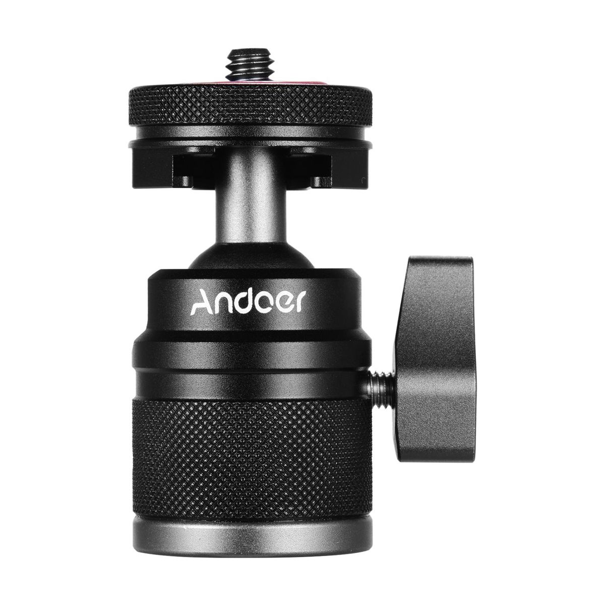 Andoer 2 in 1 Mini Cold Shoe Ball Head Dual Use with 1/4 Screw Cold Shoe Mount 360° Swivel Aluminum Alloy Compatible with Camera Phone Holder Speedlite Tripod Selfie Stick