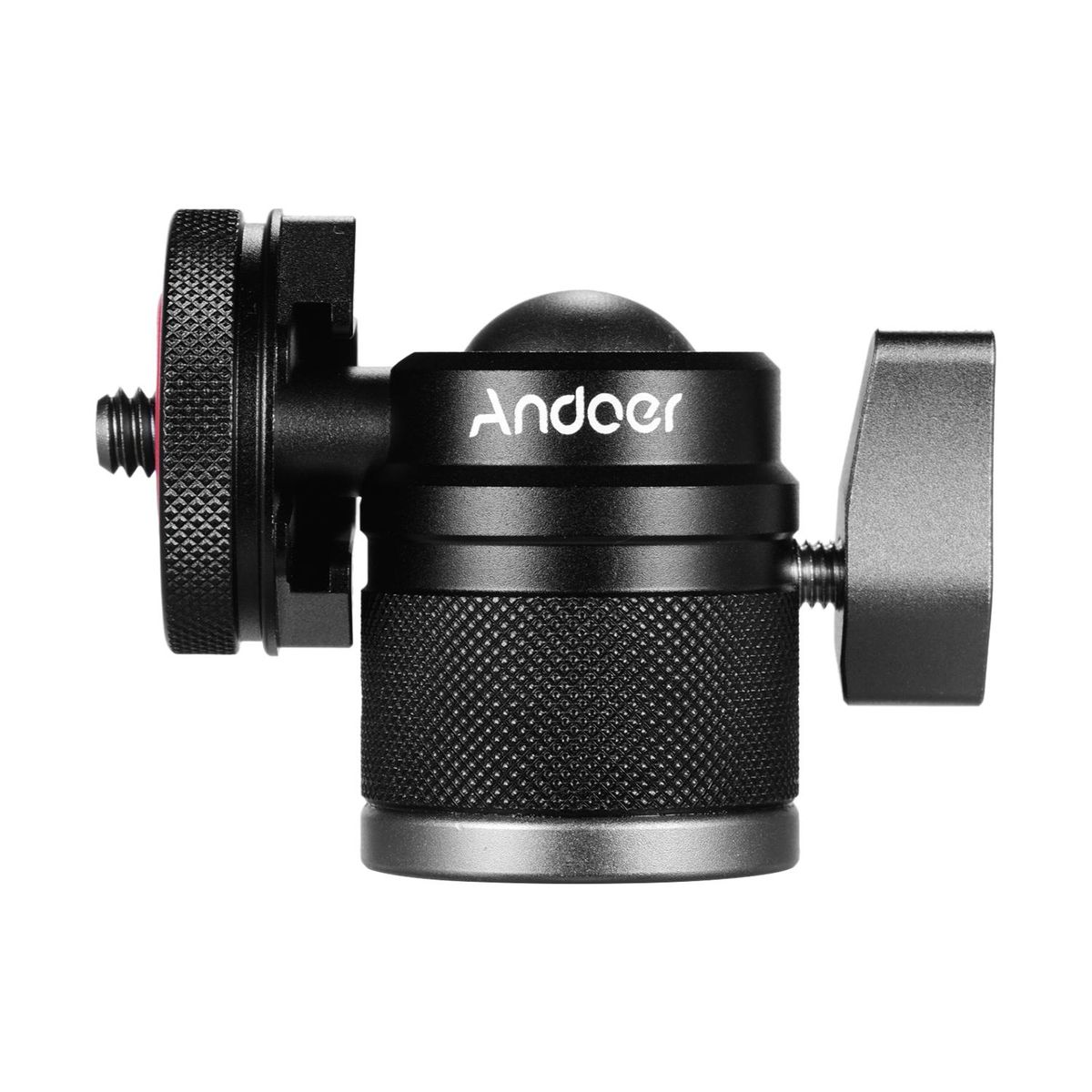 Andoer 2 in 1 Mini Cold Shoe Ball Head Dual Use with 1/4 Screw Cold Shoe Mount 360° Swivel Aluminum Alloy Compatible with Camera Phone Holder Speedlite Tripod Selfie Stick