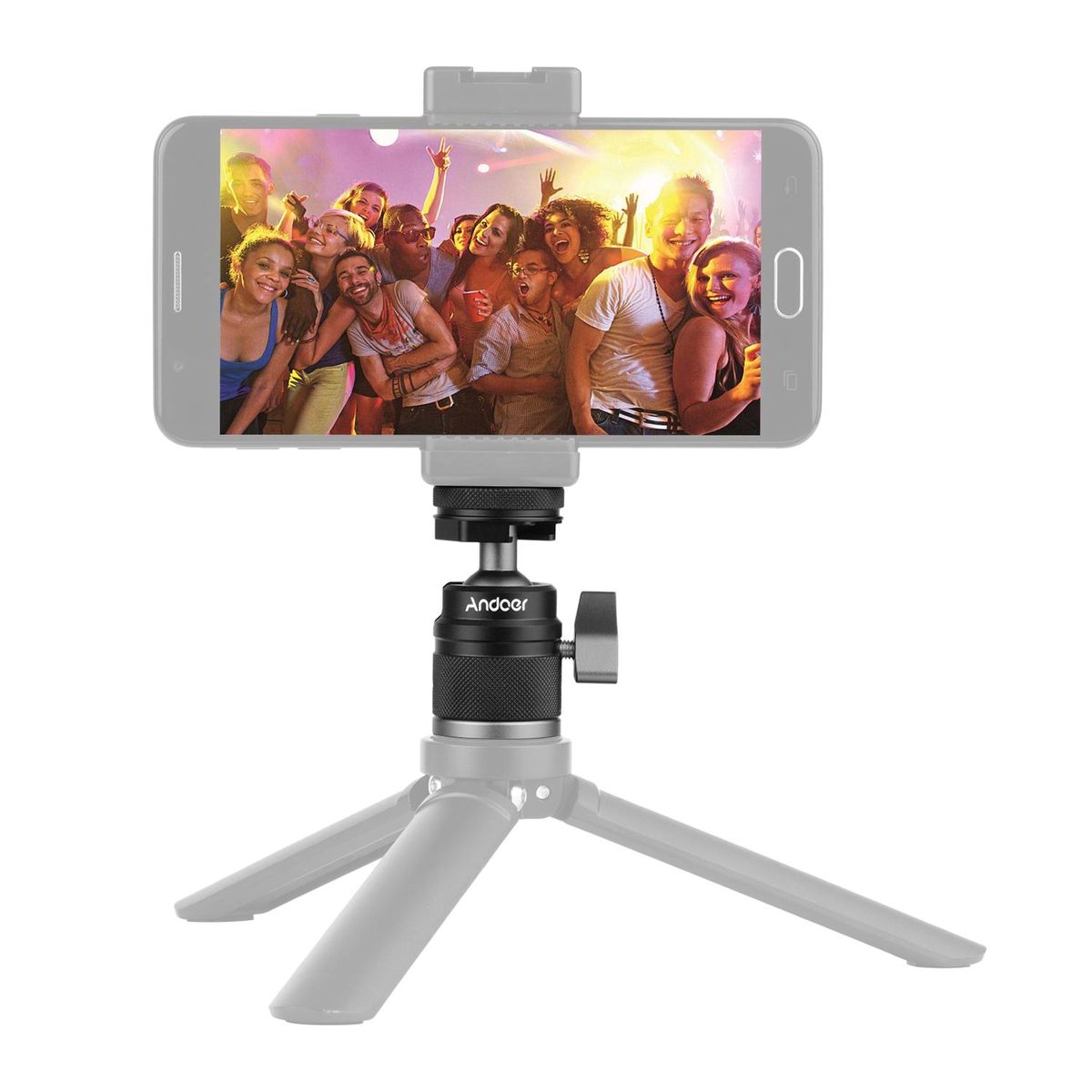 Andoer 2 in 1 Mini Cold Shoe Ball Head Dual Use with 1/4 Screw Cold Shoe Mount 360° Swivel Aluminum Alloy Compatible with Camera Phone Holder Speedlite Tripod Selfie Stick