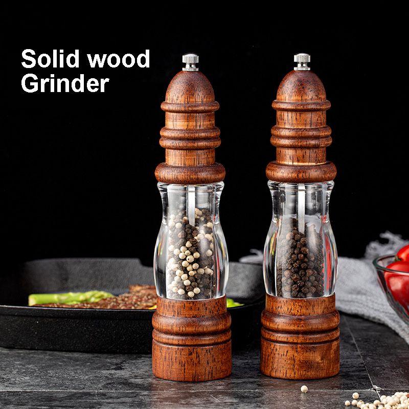 （pepper Grinder）Wooden Salt And Pepper Grinder Manual Wood And Spice Pepper Mill Adjustable Coarseness Ceramic Grinder BBQ Kitchen Tools GRE