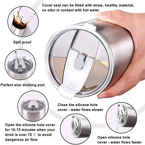 Vacuum Rotary Thermos Coffee Cup 890ML(With Straw) - White