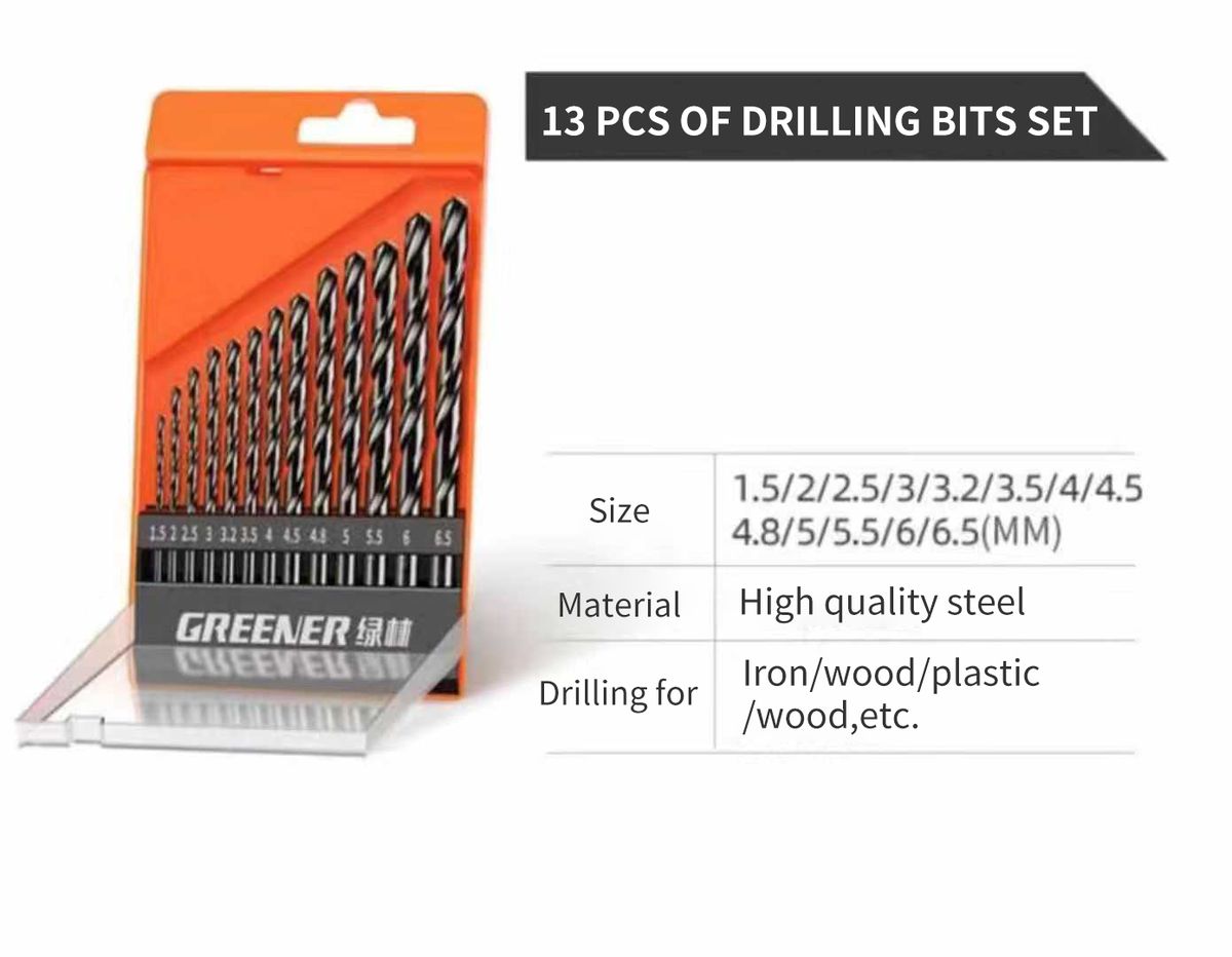 13 Pcs Of Steel Drilling Bits Set