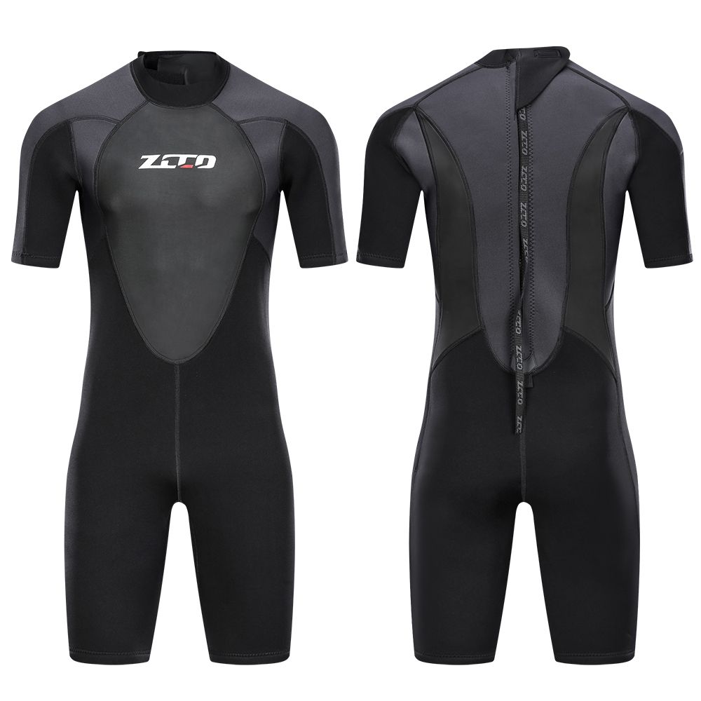 1Set 3mm Men Short Sleeve Patchwork Wetsuit One-piece Neoprene Zip Wet Suit Spearfishing Swimming