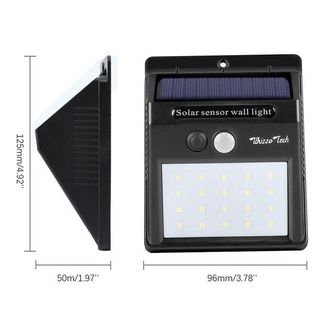 MT 2pcs/set 20   Solar Lights Motion Sensor Wall Light Outdoor Garden Yard  -black