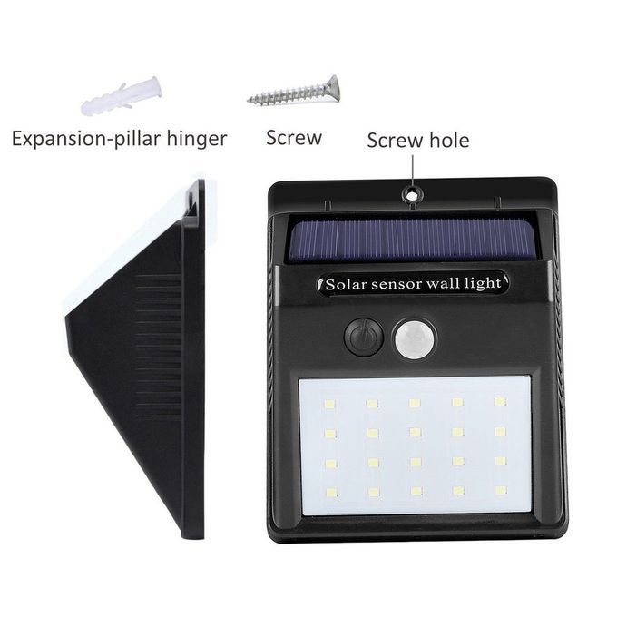 MT 2pcs/set 20   Solar Lights Motion Sensor Wall Light Outdoor Garden Yard  -black